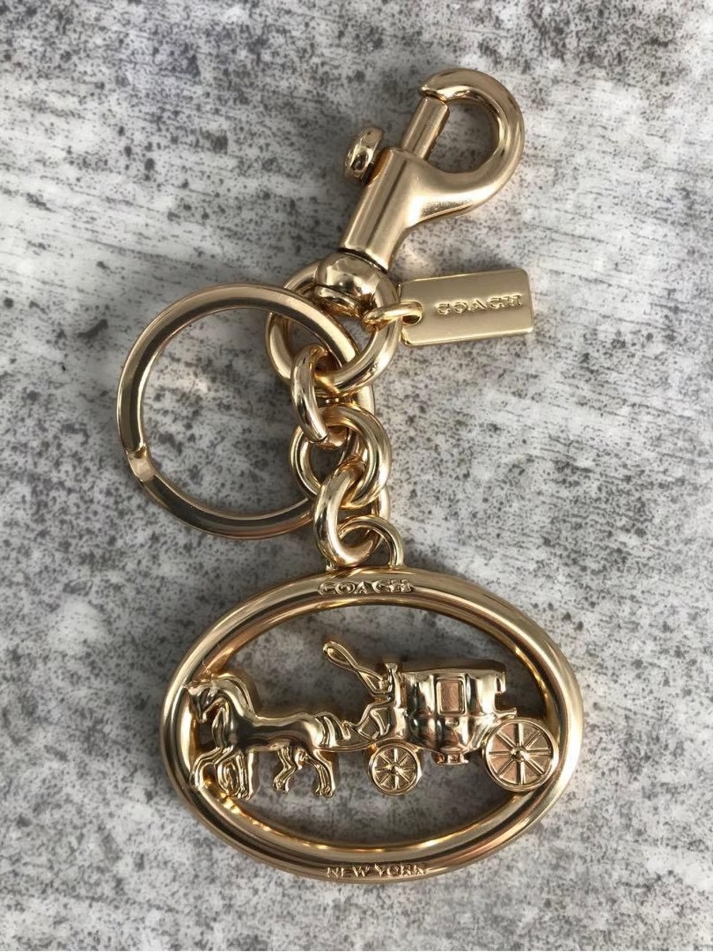 Coach Gold-Tone Horse & Carriage Charm Key Ring